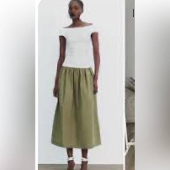 ZARA Combination Poplin Drop Waist Dress - Picture 4 of 4